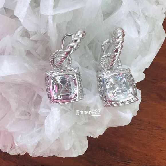 Judith Ripka 5.25 carat Asscher-cut Diamonique Sterling Silver Hoop Earrings - Picture 3 of 7